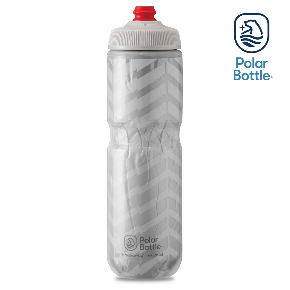 Polar Bottle 24oz 雙層保冷噴射水壺 BOLT 白-銀