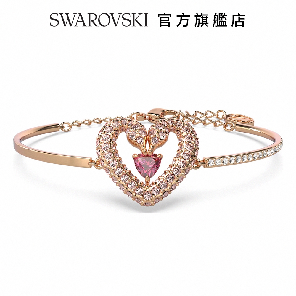 SWAROVSKI 施華洛世奇 Una 手鏈 心形, 粉紅色, 鍍玫瑰金色調