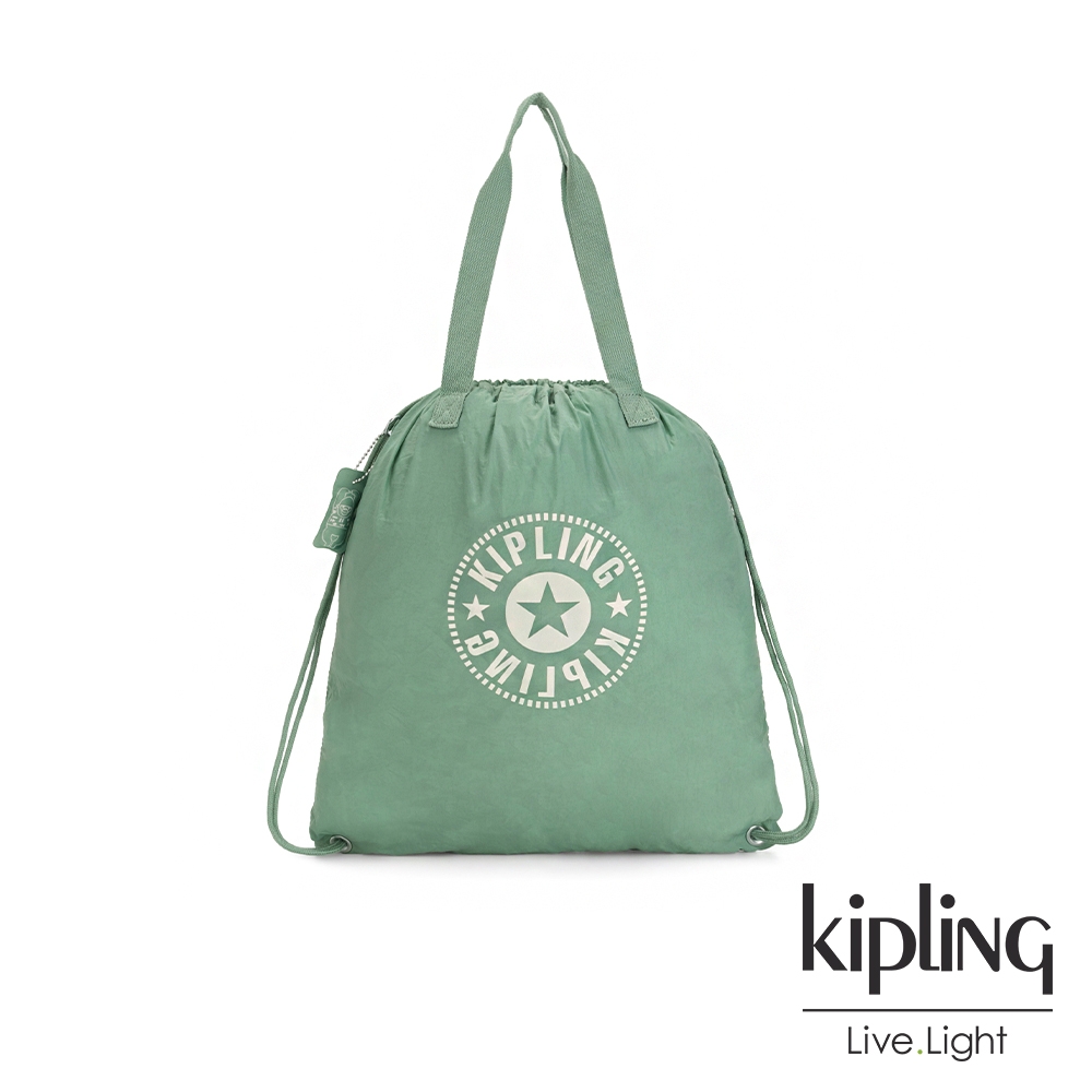 Kipling 清新薄荷綠束口手提後背包-DRAWPACK