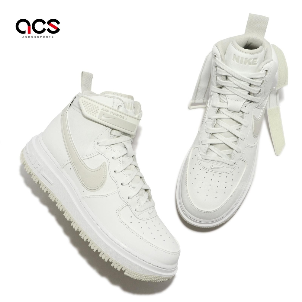 Nike 休閒鞋Air Force 1 Boot 男鞋白米白高筒魔鬼氈AF1 經典中底加厚