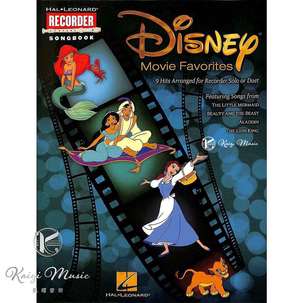 直笛迪士尼電影經典九首經典重奏樂譜DISNEY MOVIE FAVORITES 9 Hits Arranged for Recorder Solo or Duet