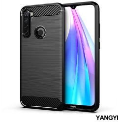 YANGYI揚邑 小米 紅米 Note 8T 拉絲紋碳纖維軟殼散熱防震抗摔手機殼-黑