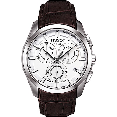 TISSOT 天梭 官方授權 Couturier 建構師系列計時腕錶 新春送禮-白/41mm T0356171603100