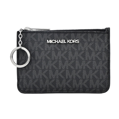 MICHAEL KORS JET SET滿版卡片夾層鑰匙零錢包-黑