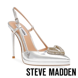 STEVE MADDEN-KIND HEART 漆皮尖頭高跟涼鞋-銀色