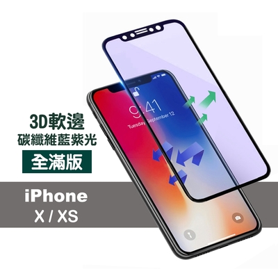 iPhoneX XS 滿版軟邊藍光9H鋼化膜手機保護貼 iPhoneX保護貼 iPhoneXS保護貼