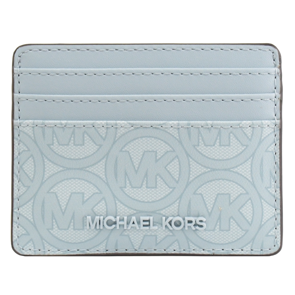 MICHAEL KORS JODIE 新版MK印花拼接隨身證件卡夾(淡藍)