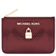 MICHAEL KORS Adele 亮澤蛇紋牛皮鎖頭鑰匙零錢包(紅色) product thumbnail 1