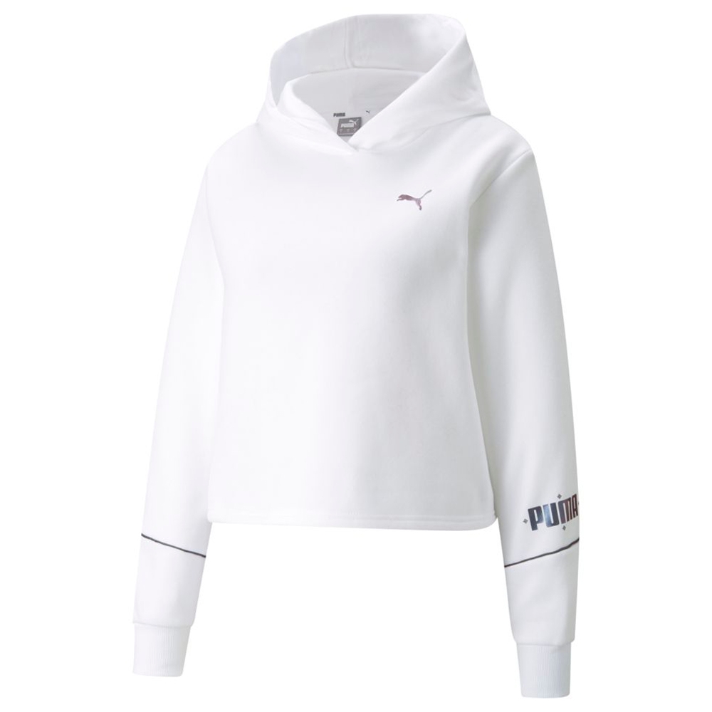 PUMA 基本系列CYBER 厚 女連帽T恤-白-84818002