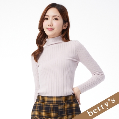 betty’s貝蒂思 直條壓紋高領針織上衣(淺紫色)