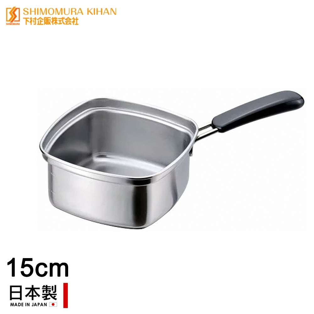 日本下村工業 日本製方形不鏽鋼湯鍋/泡麵鍋15CM