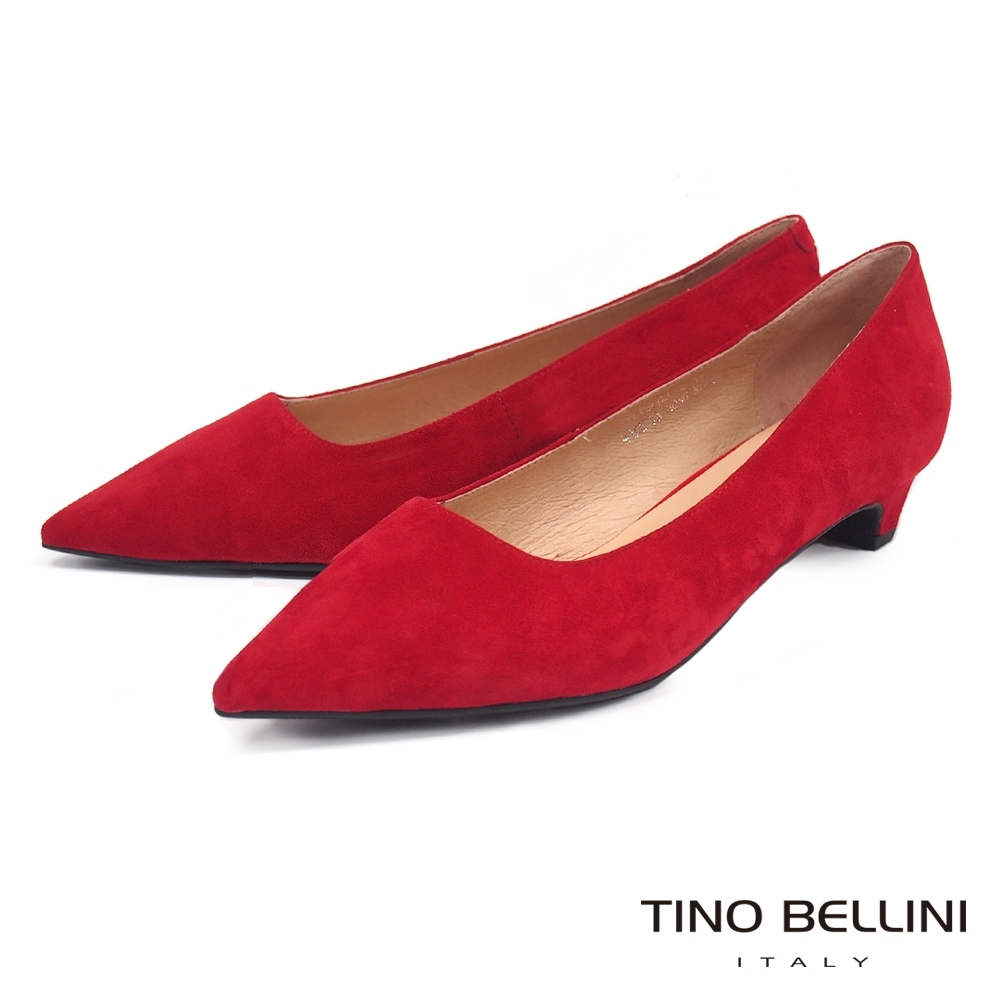 Tino Bellini 啞光羊麂皮尖楦低跟鞋 _紅