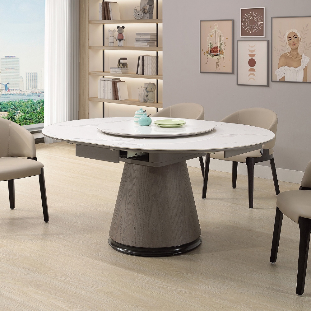 MUNA家居 維克斯5.2尺岩板伸縮圓餐桌(931)(不含椅) 155X120X76cm