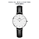 Daniel Wellington DW 手錶 Petite Sheffield 28mm爵士黑真皮皮革錶-白錶盤-銀框 DW00100242 product thumbnail 1