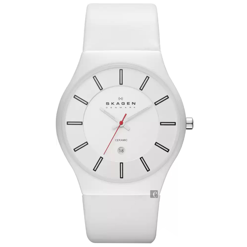 Skagen Grenen 陶瓷時尚石英手錶(233XLCLW)-白/37mm