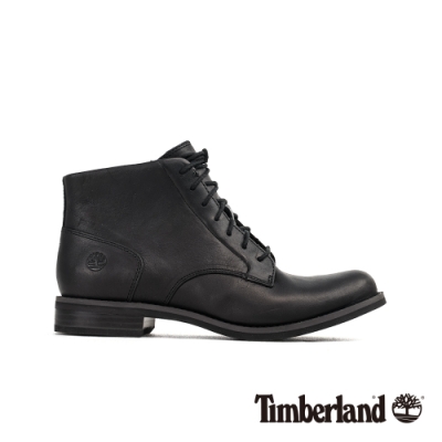 Timberland 女款黑色全粒面革綁帶根靴|A1ZBQ