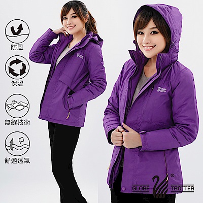 【遊遍天下】女款防風透濕保暖無車縫羽絨機能外套GJ22007紫色