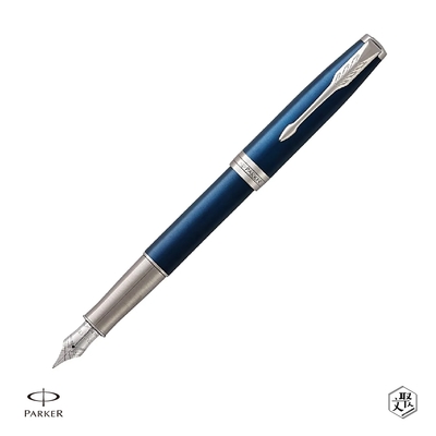 PARKER 派克 18K金 卓爾系列 海洋藍白夾 F尖 鋼筆 免費刻字 （原廠正貨）