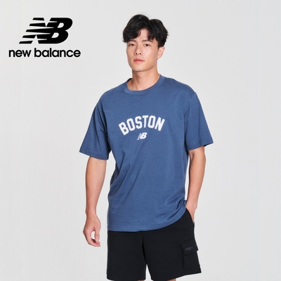 【New Balance】 植絨BOSTON短袖上衣_男性_藍色_MT41561VTI