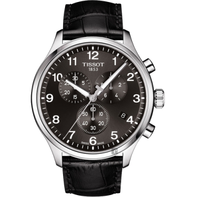 TISSOT 天梭 官方授權 韻馳系列 Chrono XL計時手錶 送禮首選-灰x黑/45mm T1166171605700