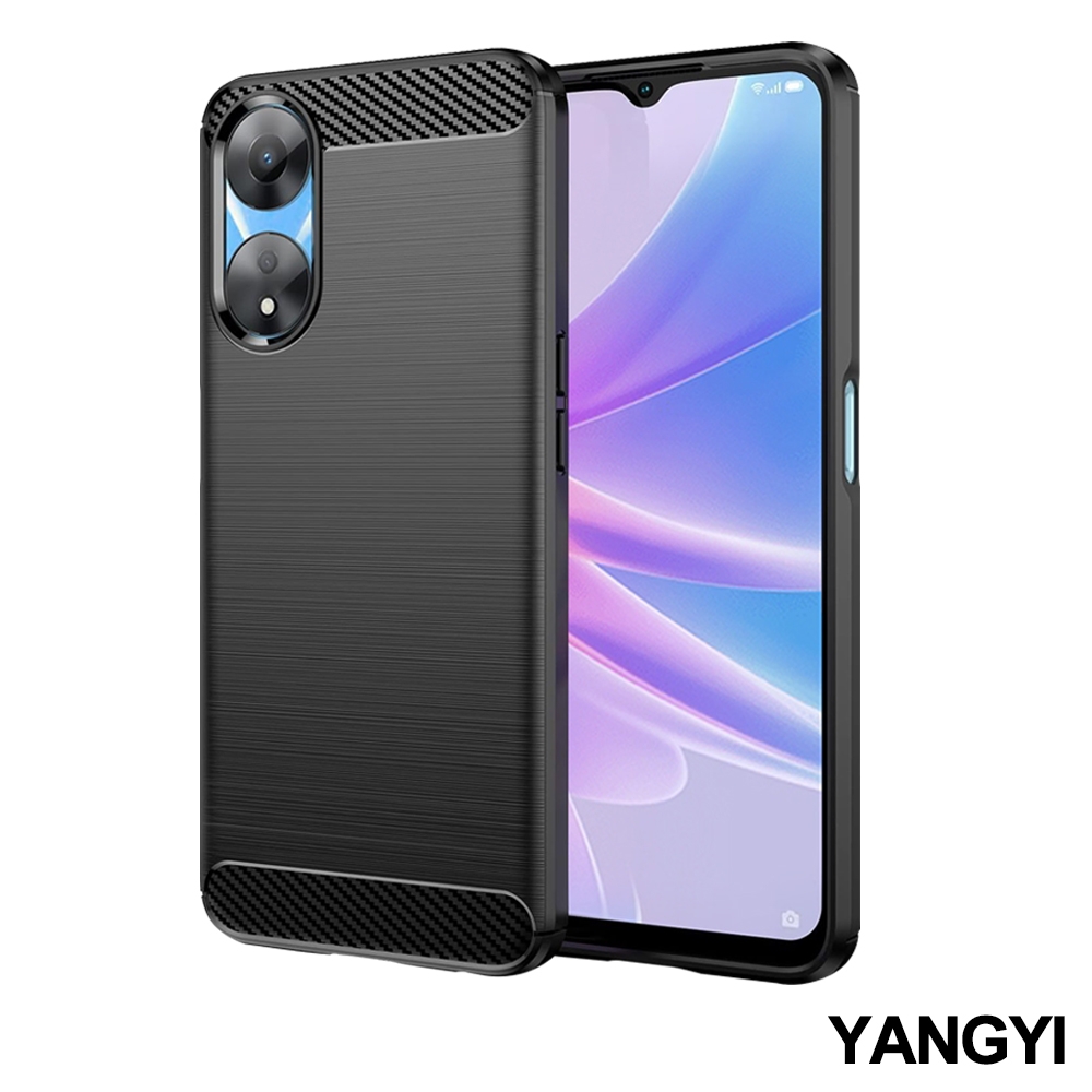 YANGYI揚邑 OPPO A78 5G 碳纖維拉絲紋軟殼散熱防震抗摔手機殼-黑