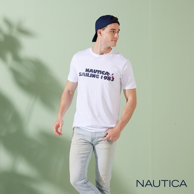 Nautica男裝 品牌LOGO簡約短袖T恤-白色