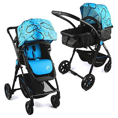 BabyBabe 超輕量歐式高景觀嬰幼兒手推車(圈圈藍)