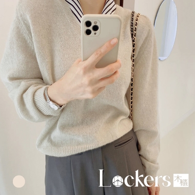【Lockers 木櫃】秋季復古寬鬆針織上衣 L111091910