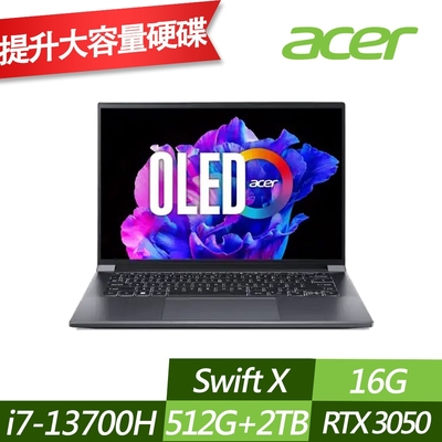 ACER 宏碁 SFX14-71G-74EQ 14.5吋效能筆電 (i7-13700H/RTX3050/16G/512G+2TB PCIe SSD/Win11/特仕版)