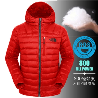 The North Face 男新款 800FPl 超輕保暖鵝絨羽絨連帽外套_紅 N