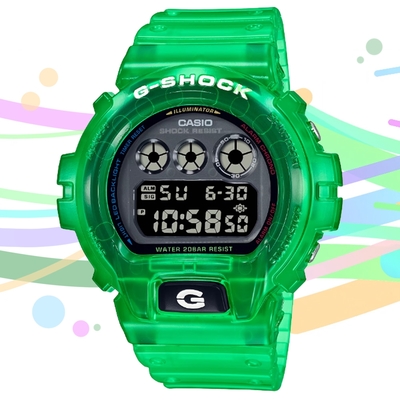 CASIO 卡西歐 G-SHOCK 復古懷舊 半透明繽紛三眼數位電子錶-綠 DW-6900JT-3 防水200米