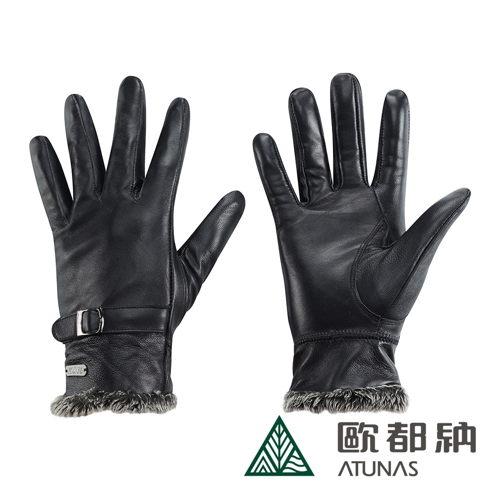 【ATUNAS 歐都納】女款羊皮手套A1AG1910W黑/觸感柔軟/抗風保暖
