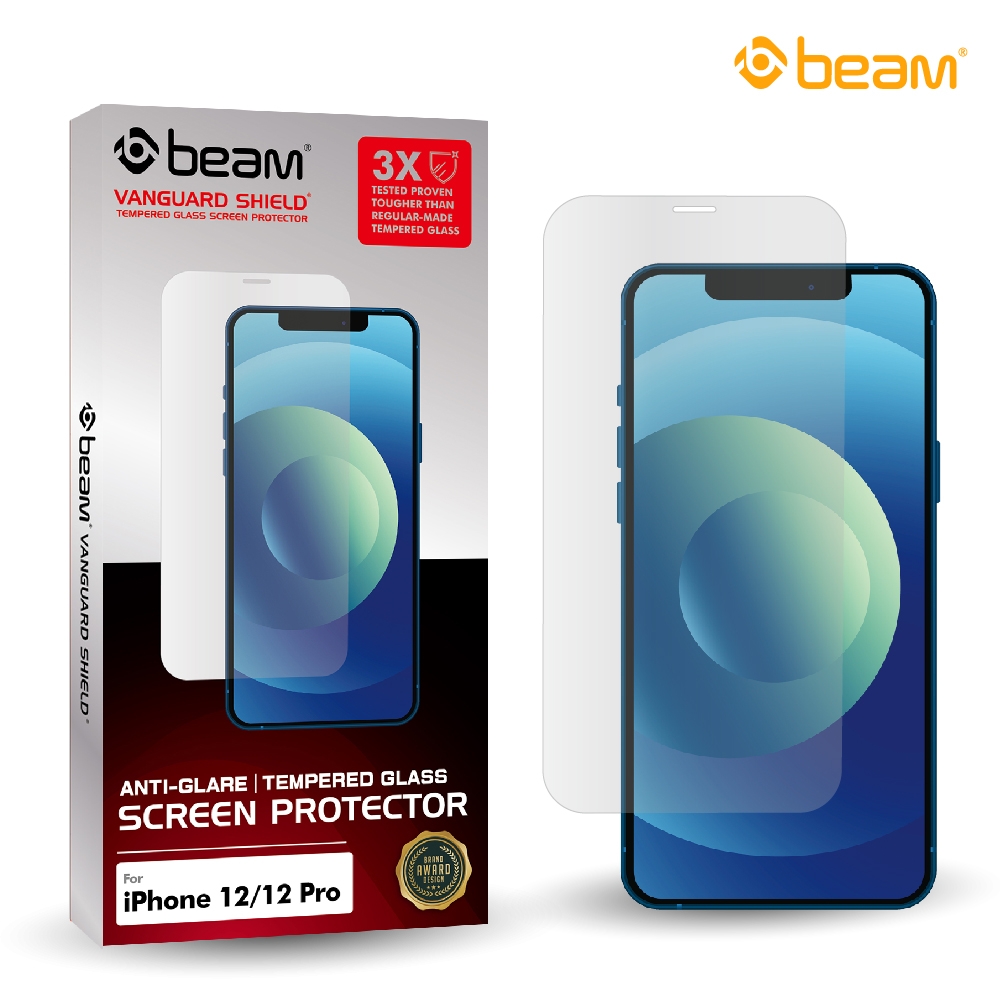 BEAM】 iPhone 12/12 Pro 6.1"抗眩光耐衝擊鋼化玻璃保護貼