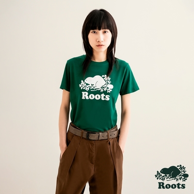 Roots 女裝- COOPER BEAVER短袖T恤-綠色