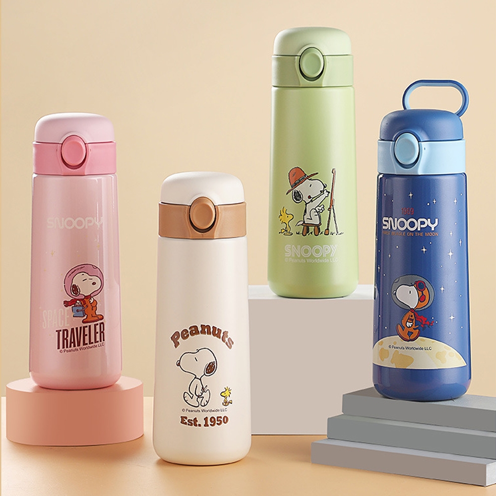 【優貝選】史努比 SNOOPY 316不鏽鋼直飲式 兩用 保冷/保溫 水壺 500ML (平輸品)