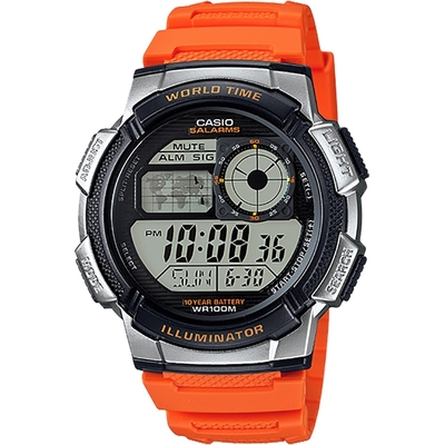 CASIO 卡西歐 10年電力手錶 迎春好禮-橘 AE-1000W-4B