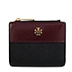 TORY BURCH Emerson 立體金屬雙T LOGO防刮皮革三折壓扣式雙色短夾(酒紅x黑) product thumbnail 1