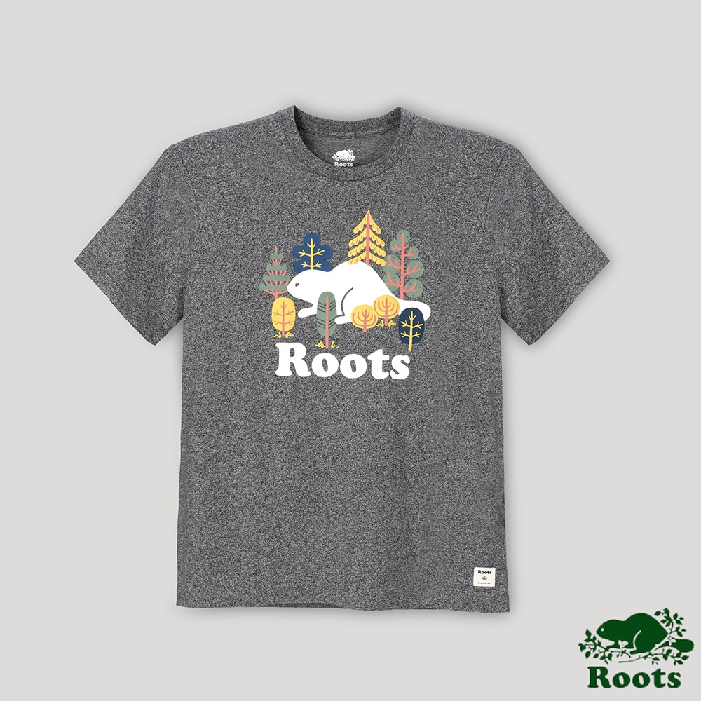 Roots 男裝- 心靈平衡系列 森林海狸短袖T恤-灰色