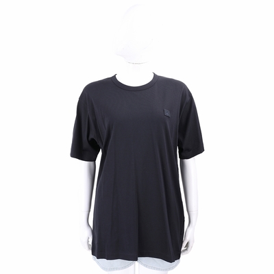 Acne Studios Face 刺繡徽章黑色棉質短袖TEE T恤(男/女可穿)