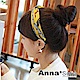 AnnaSofia 緞面鎖鏈圖騰 韓式髮箍(黃灰系) product thumbnail 1