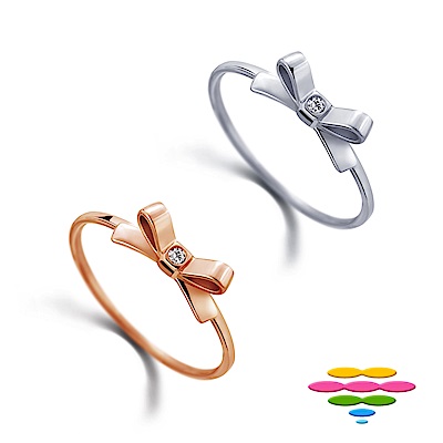 彩糖鑽工坊 18K 蝴蝶結鑽戒 小確幸 系列 2選1