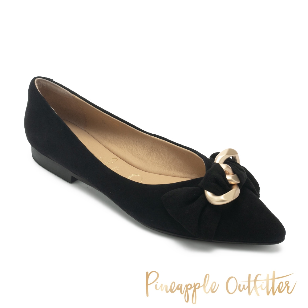 Pineapple-Outfitter-FINEEN-麂皮扭結尖頭平底鞋-黑色