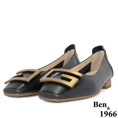 Ben&1966高級頭層牛皮流行舒適包鞋-黑(206191)