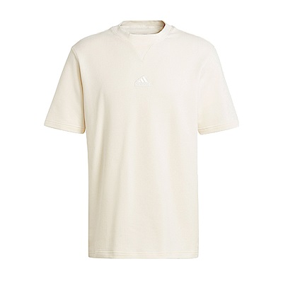 Adidas M LNG TEE Q2 [IN1731] 男 短袖 上衣 T恤 運動 休閒 基本款 棉質 寬鬆 米