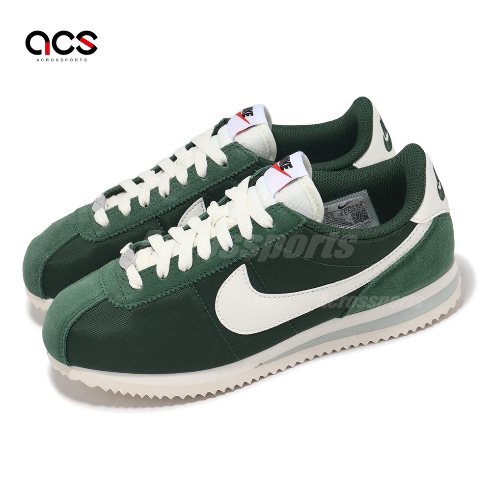 Nike 阿甘鞋 Cortez Fir 女鞋 綠 白 復古 休閒鞋 麂皮 尼龍 DZ2795-300