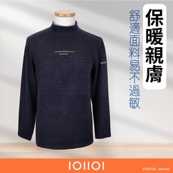 oillio歐洲貴族 男裝 長袖圓領衫 蓄熱保暖 小立領T恤 防皺 彈性 藏青色 法國品牌