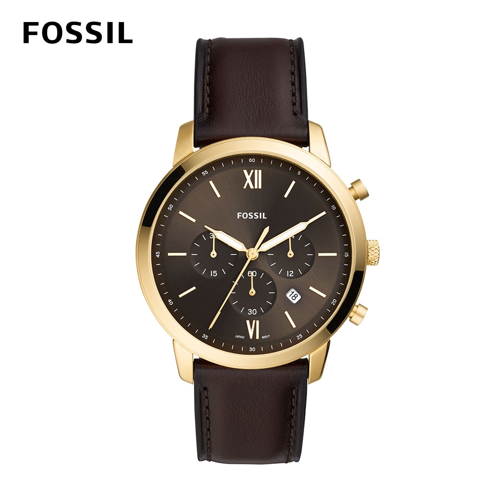 FOSSIL Neutra新雅仕計時棕色真皮男錶 44 MM FS5763