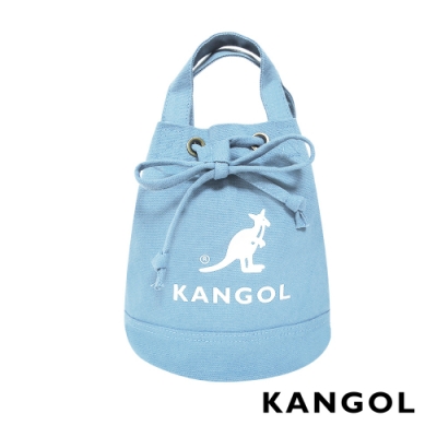 KANGOL 韓版玩色系列-帆布斜背水桶包-淺藍AKG1214