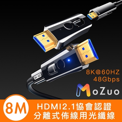 【魔宙】HDMI2.1協會認證 8K@60HZ/48Gbps工程分離式光纖線 8M