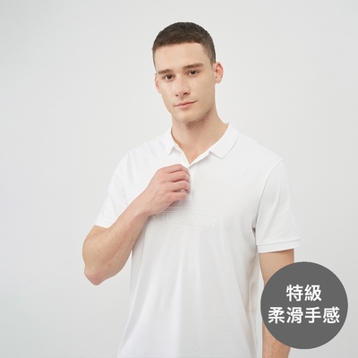 GIORDANO 男裝奢華棉POLO衫 - 19 標誌白